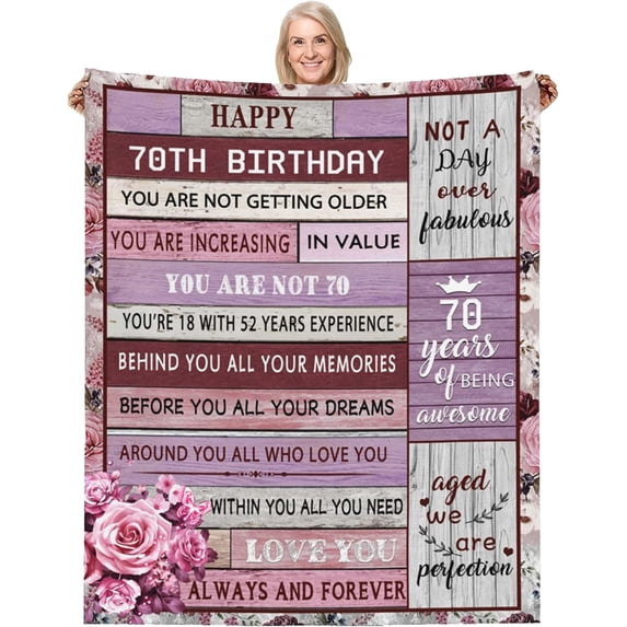 70th Birthday Gifts for Women Men, 70th Birthday Throw Blankets 50x60 Inch 70th Birthday Gifts Ideal for Her Him, 1954 Bed Blanket Gift for Parents Husband Wife