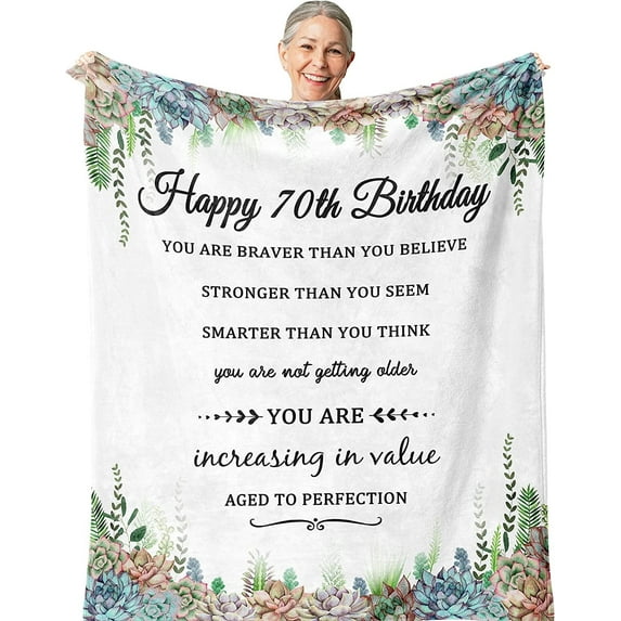 70th Birthday Gifts for Women/Men, Best 70th Birthday Gifts Ideas Blanket, 70th Birthday Gifts for Mom/Dad/Grandparents, Happy 70th Birthday Gifts 1952 for Parents/Wife/Husband, Blankets 60X50in