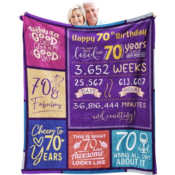 70th Birthday Gifts for Women or Men, Gifts for 70 Year Old Woman, 70 Birthday Gifts for Women, 70th Birthday Decorations for Women, 70 Birthday Decorations Throw Blanket