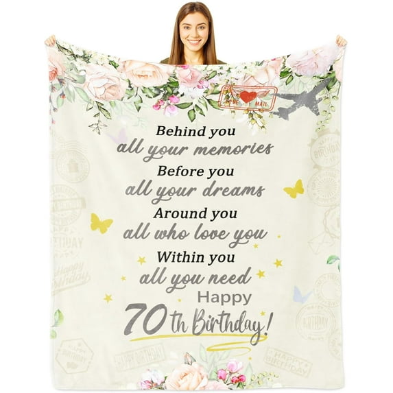 70th Birthday Gifts for Women, Gifts for 70th Birthday Women Blanket 60"x50", 70th Birthday Gift Ideas, 70 Year Old Birthday Decoration for Grandma Mom Wife Friend Female, Vintage 1954 Throw Blankets