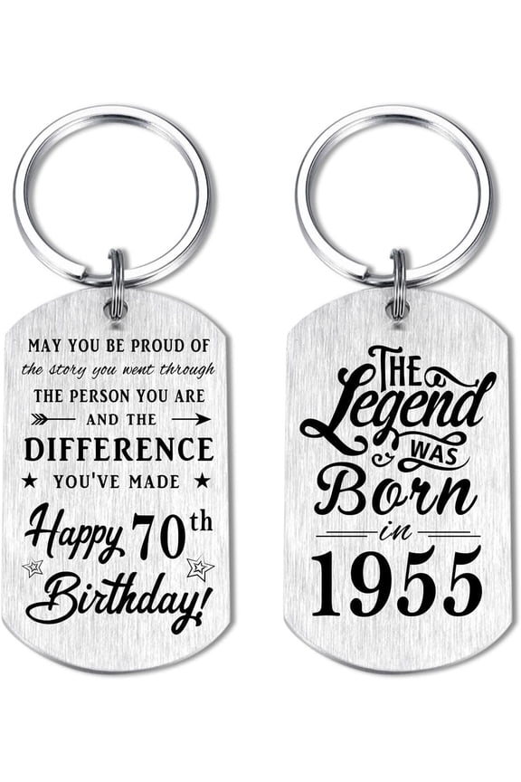 70th Birthday Gifts for Men 1955, Happy 70th Birthday Keychain, 70 Year Old Bday Gifts for Women, The Legend was Born in 1955