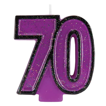 70th Birthday Glitter Wax Birthday Candle