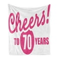 thumbnail image 1 of 70th Birthday Soft Flannel Fleece Blanket, Cheers to 70 Years Old Hand Written Calligraphy Birthday Party Image, Cozy Plush for Indoor and Outdoor Use, 60" x 80", Hot Pink and Black, by Ambesonne, 1 of 6