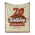 thumbnail image 1 of 70th Birthday Soft Flannel Fleece Blanket, Vintage Candy Store Inspired Design 70 Years Old Birthday Celebration, Cozy Plush for Indoor and Outdoor Use, 70" x 90", Brown and Cinnamon, by Ambesonne, 1 of 5