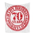 thumbnail image 1 of 70th Birthday Soft Flannel Fleece Throw Blanket, 70 Years Congrats Grunge Looking Stamp in Vintage Old Design, Cozy Plush for Indoor and Outdoor Use, 60" x 80", White Red, by Ambesonne, 1 of 5