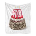 thumbnail image 1 of 70th Birthday Soft Flannel Fleece Throw Blanket, Cake 70 Number Candles and Sprinkles Party Themed Event Photo Image, Cozy Plush for Indoor and Outdoor Use, 70" x 90", Multicolor, by Ambesonne, 1 of 5
