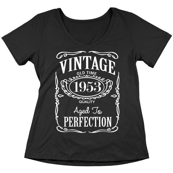 70th Birthday VINTAGE 1953 Women's V-neck, 2XL, Black