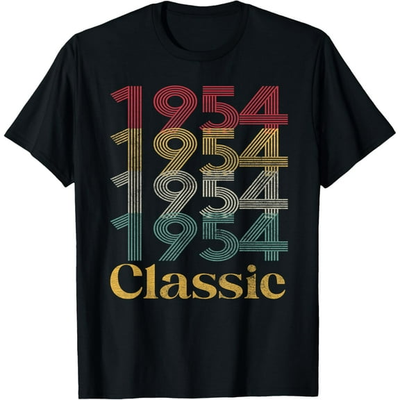 70th Birthday for Men Calssic 1954 Retro 70 Year Old Bday T-ShirtMen and women, Black T-shirt, size: Extra large