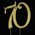 thumbnail image 1 of 70th Rhinestone Cake Topper - Gold, 1 of 1
