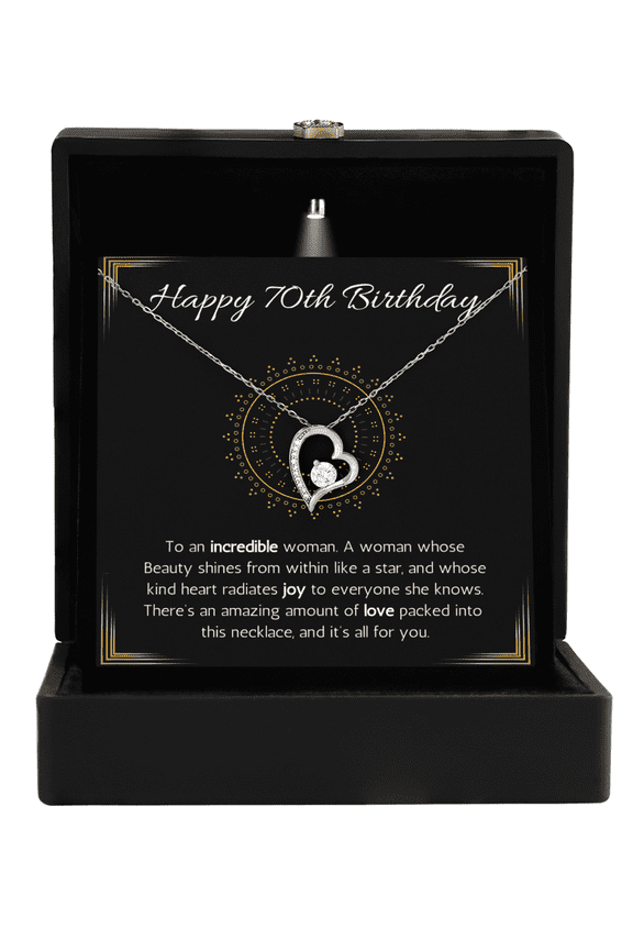 70th birthday gift for women, 70th birthday gift necklace for mom, grandma, nana, Solitaire Crystal jewelry for 70th birthday, turning 70-Luxury Box