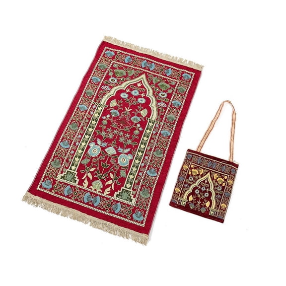 70x110cm Muslims Prayer Mat with Tassels Portable Travel Prayings Rugs for Women Man Flower Pattern Worships Mat Blanket