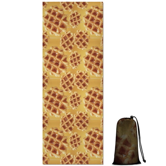 70x26 Inch Yoga Towel, Sweat Absorbent Non-Slip Mat for Hot Yoga, Pilates & Fitness,Honey Dripping Heart Waffle Bright Yellow Seamless Pattern