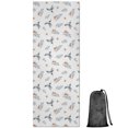 thumbnail image 1 of 70x26 Inch Yoga Towel, Sweat Absorbent Non-Slip Mat for Hot Yoga, Pilates & Fitness,Hummingbird Floral Leaf White Pattern, 1 of 5