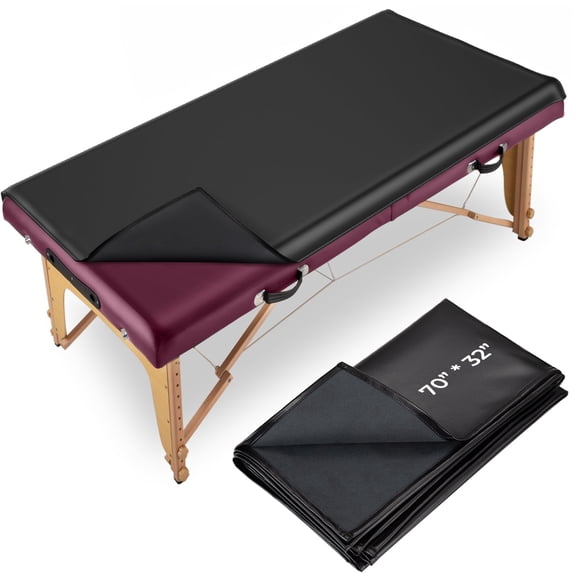 70x32 Inch Massage Table Cover Protector – PU Leather Reusable & Wipeable Esthetician Bed Cover, Lash & Massage Bed Protector for Salon, Spa, Tattoo (Black)