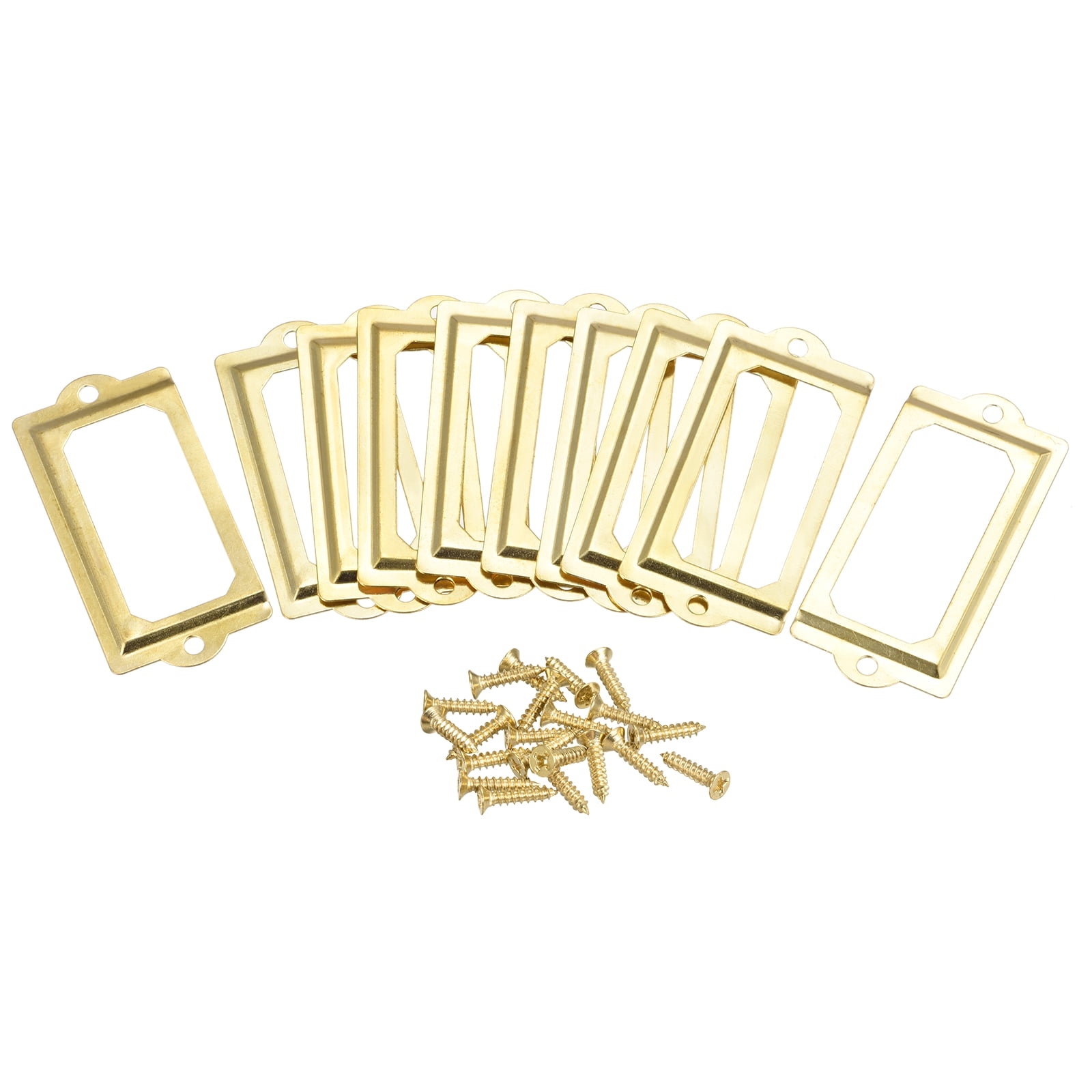 70x33mm Drawer Tag Label Metal Label Holder File Tag Frames Gold Tone ...