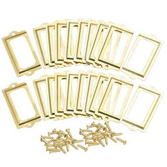 70x33mm Drawer Tag Label Metal Label Holder File Tag Frames Gold Tone 30 Pack