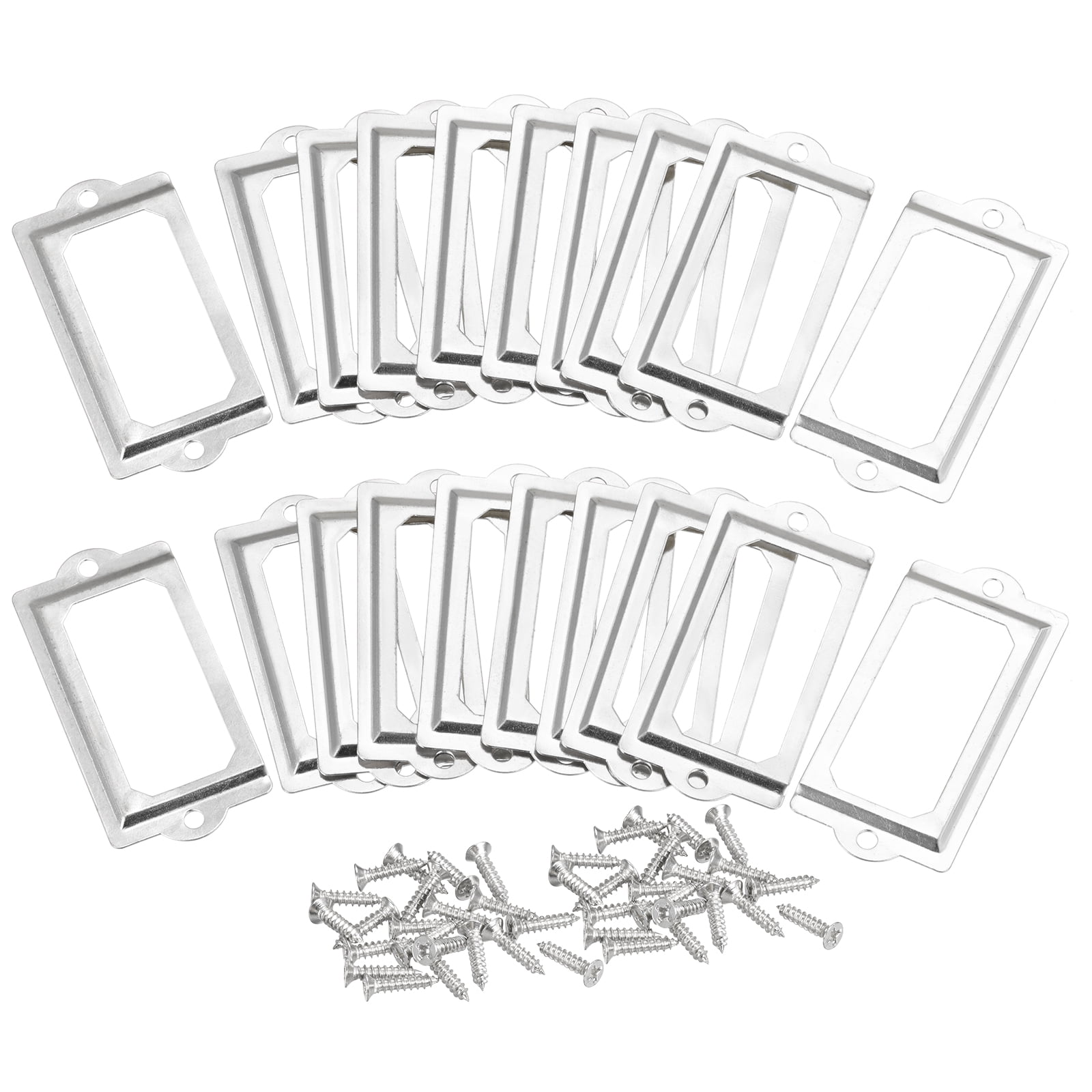 70x33mm Drawer Tag Label Metal Label Holder File Tag Frames Silver Tone ...