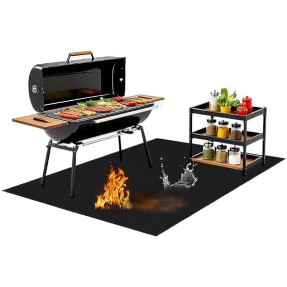70x48 Inch Under Grill Mat for Outdoor Grill & Fire Pit - Double-Sided Fireproof, Oil-Proof Deck Protector | Easy to Clean | Heavy Duty BBQ Mat for Blackstone Grill, Wood Deck, Patio, Lawn, Fireplace