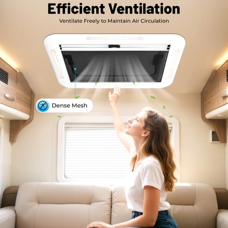 70x50cm RV Roof LED Skylight Aluminum Alloy Clamp-On Installation with 70° Opening for Camper, Trailer & Van Conversion