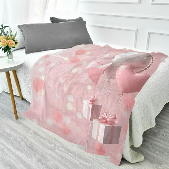 70x55 Inches Glow in The Dark Blanket Cozy Throw Camping Blankets for Home and Outdoor Use 3d Heart-shaped Balloons