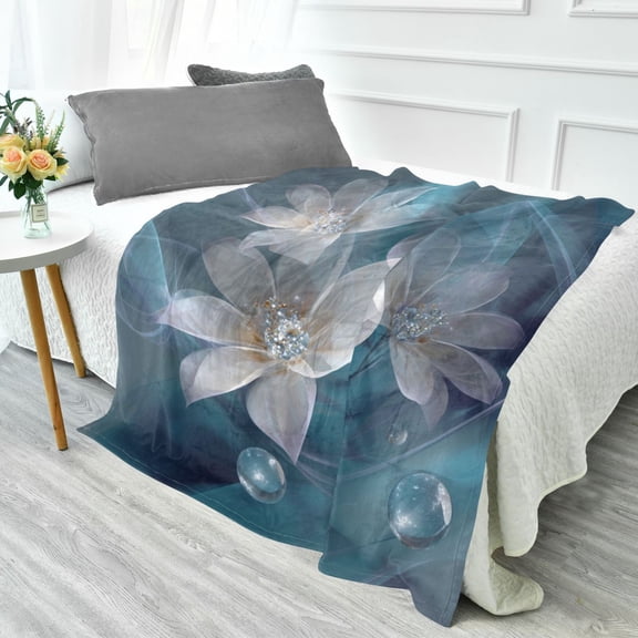 70x55 Inches Glow in The Dark Blanket Cozy Throw Camping Blankets for Home and Outdoor Use Abstract Art Flower
