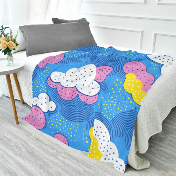 70x55 Inches Glow in The Dark Blanket Cozy Throw Camping Blankets for Home and Outdoor Use Abstract Cloud Pattern