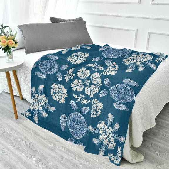 70x55 Inches Glow in The Dark Blanket Cozy Throw Camping Blankets for Home and Outdoor Use Abstract Turtle Pattern