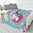 thumbnail image 1 of 70x55 Inches Glow in The Dark Blanket Cozy Throw Camping Blankets for Home and Outdoor Use Black and White Dog, 1 of 8