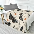 thumbnail image 1 of 70x55 Inches Glow in The Dark Blanket Cozy Throw Camping Blankets for Home and Outdoor Use Black and White Moths, 1 of 8