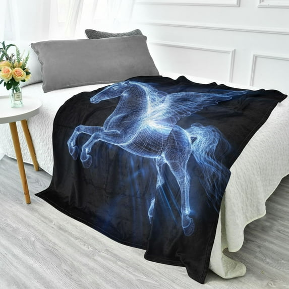 70x55 Inches Glow in The Dark Blanket Cozy Throw Camping Blankets for Home and Outdoor Use Blue Light Effect Pegasus