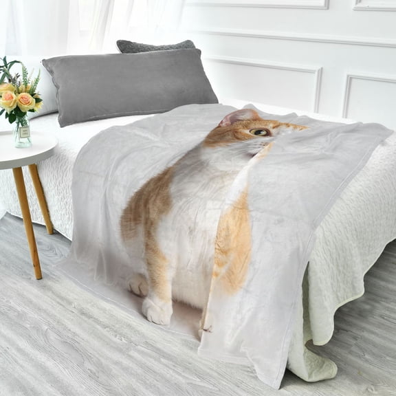 70x55 Inches Glow in The Dark Blanket Cozy Throw Camping Blankets for Home and Outdoor Use Cat Sticking Out Their Tongues