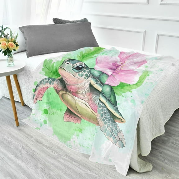 70x55 Inches Glow in The Dark Blanket Cozy Throw Camping Blankets for Home and Outdoor Use Cute Turtle