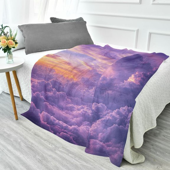 70x55 Inches Glow in The Dark Blanket Cozy Throw Camping Blankets for Home and Outdoor Use Hairy Clouds