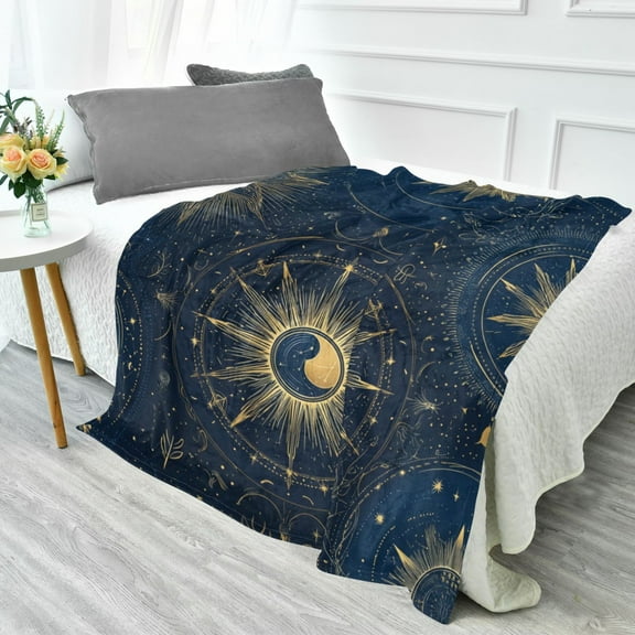70x55 Inches Glow in The Dark Blanket Cozy Throw Camping Blankets for Home and Outdoor Use Mysterious Celestial Pattern