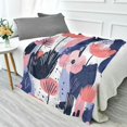 thumbnail image 1 of 70x55 Inches Glow in The Dark Blanket Cozy Throw Camping Blankets for Home and Outdoor Use Navy Blue Abstract Flowers, 1 of 8