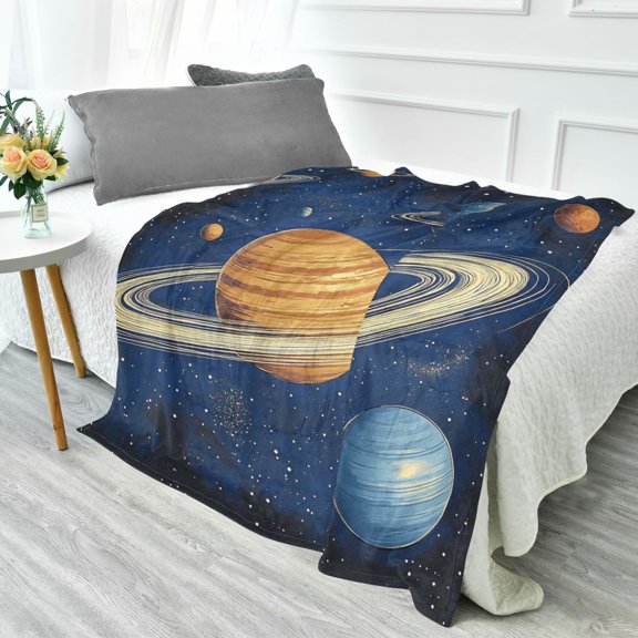 70x55 Inches Glow in The Dark Blanket Cozy Throw Camping Blankets for Home and Outdoor Use Planet