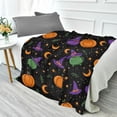 thumbnail image 1 of 70x55 Inches Glow in The Dark Blanket Cozy Throw Camping Blankets for Home and Outdoor Use Purple and Orange Halloween Icons, 1 of 8