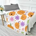 thumbnail image 1 of 70x55 Inches Glow in The Dark Blanket Cozy Throw Camping Blankets for Home and Outdoor Use Smiling Pumpkins and Flowers, 1 of 8