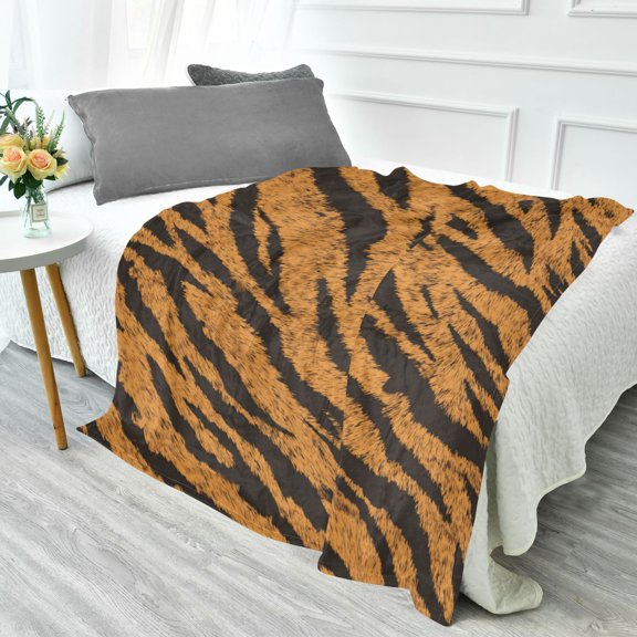 70x55 Inches Glow in The Dark Blanket Cozy Throw Camping Blankets for Home and Outdoor Use Tiger Stripes Pattern