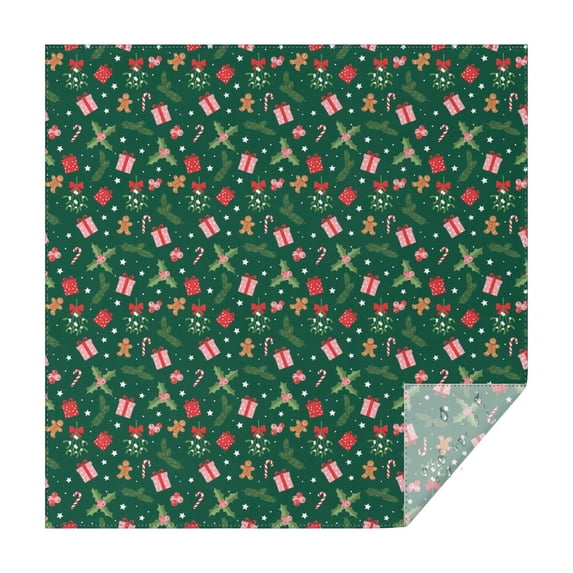 70x70 Inch Square Tablecloth, Thick & Durable, Washable, Fits Square or Round Table, Party, Wedding, Buffet,Christmas Gift Gingerbread Man Green Pattern
