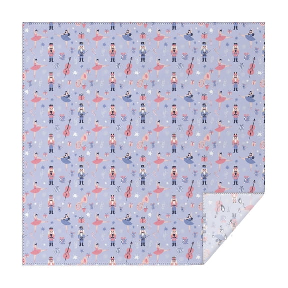 70x70 Inch Square Tablecloth, Thick & Durable, Washable, Fits Square or Round Table, Party, Wedding, Buffet,Christmas Nutcracker Ballerina Music Light Purple Pattern