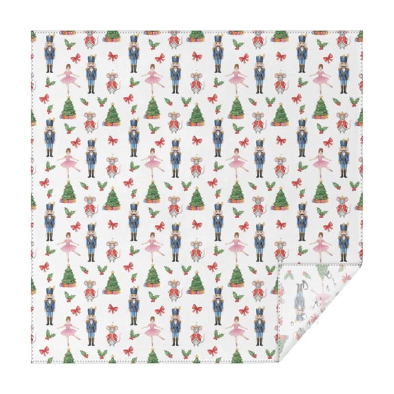 70x70 Inch Square Tablecloth, Thick & Durable, Washable, Fits Square or Round Table, Party, Wedding, Buffet,Christmas Nutcracker Ballerina White Pattern