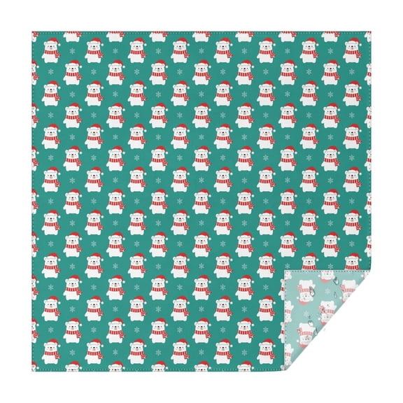 70x70 Inch Square Tablecloth, Thick & Durable, Washable, Fits Square or Round Table, Party, Wedding, Buffet,Christmas Polar Bear Snowflake Teal Pattern
