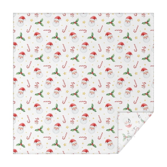 70x70 Inch Square Tablecloth, Thick & Durable, Washable, Fits Square or Round Table, Party, Wedding, Buffet,Christmas Santa Holly Candy Cane White Pattern