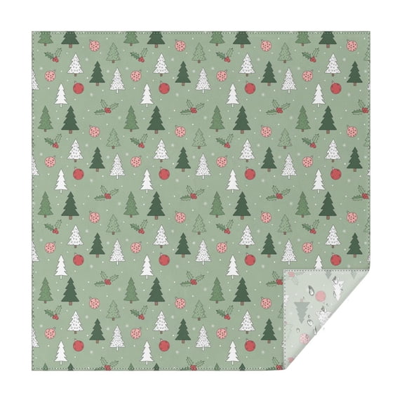 70x70 Inch Square Tablecloth, Thick & Durable, Washable, Fits Square or Round Table, Party, Wedding, Buffet,Christmas Tree Ornament Holly Green Pattern