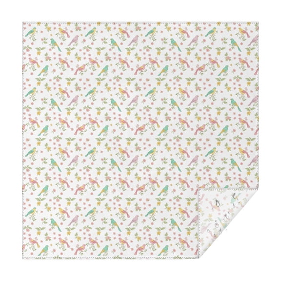 70x70 Inch Square Tablecloth, Thick & Durable, Washable, Fits Square or Round Table, Party, Wedding, Buffet,Hummingbird Floral Variety Bird White Pattern
