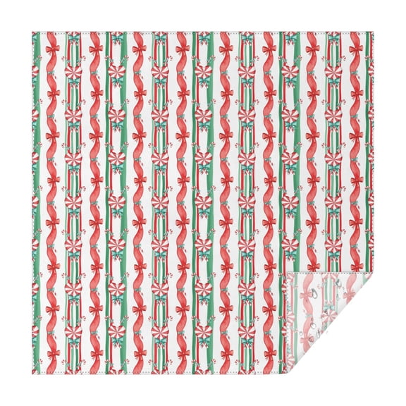 70x70 Inch Square Tablecloth, Thick & Durable, Washable, Fits Square or Round Table, Party, Wedding, Buffet,Christmas Candy Cane Stripe White Pattern