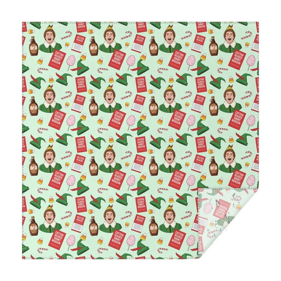 70x70 Inch Square Tablecloth, Thick & Durable, Washable, Fits Square or Round Table, Party, Wedding, Buffet,Christmas Elf Movie Mint Pattern