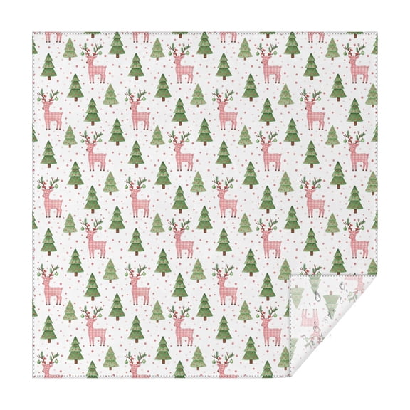 70x70 Inch Square Tablecloth, Thick & Durable, Washable, Fits Square or Round Table, Party, Wedding, Buffet,Christmas Reindeer Tree White Pattern
