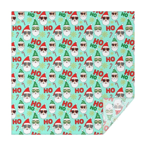 70x70 Inch Square Tablecloth, Thick & Durable, Washable, Fits Square or Round Table, Party, Wedding, Buffet,Christmas Santa Elf HO Light Blue Pattern